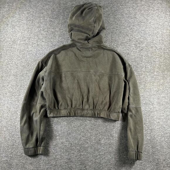 Urban Outfitters Women's Green / Brown Cropped Hoodie Jacket with Pockets - Picture 5 of 6